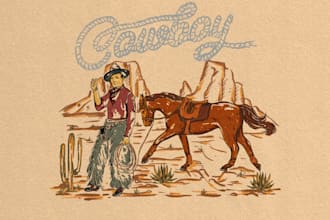 draw western vintage logo and tshirts