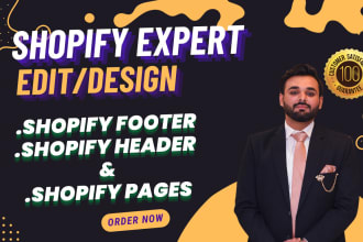 edit or redesign shopify header, footer or pages