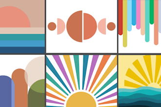draw abstract murals illustrations design
