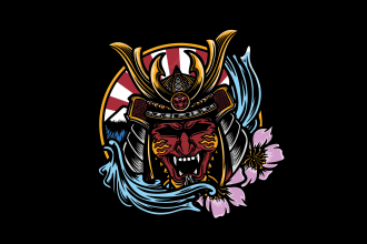 design high quality japanese mask mascot logo with express delivery