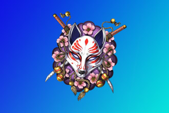 make different kitsune mask mascot logo for your company