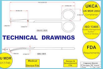 make technical drawings for surgical instruments l MD