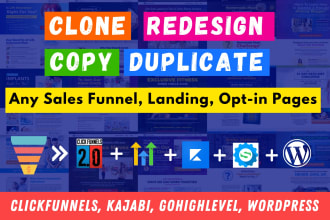 duplicate clone clickfunnels sales funnel landing page or in gohighlevel kajabi