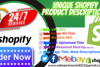 write unique provide shopify expert product description with SEO