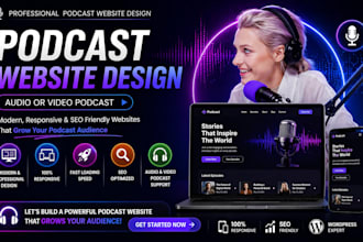 design a professional podcast website, podcast logo, and apple podcasts integrat