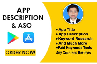 do keyword research and write aso app descriptions for your IOS and android apps