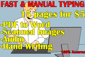 fast and accurate PDF to word typing, manual typing service