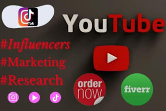 make lists of youtube , tiktok and instagram influencer with accurate  research