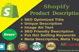 create high converting product descriptions for shopify, amazon, etsy