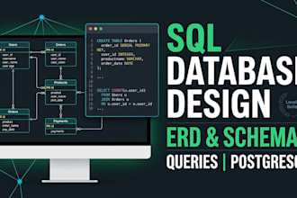 design database, create erd, sql queries and relational database in mysql