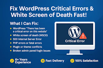 fix wordpress critical errors, white screen of death, and site crashes fast