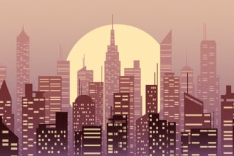 draw beautiful flat vector landscape illustration