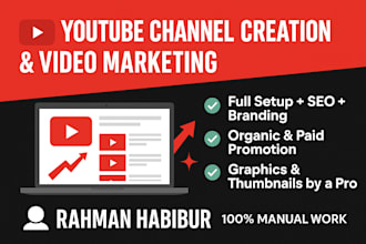 expert youtube channel creation, SEO, and video promotion