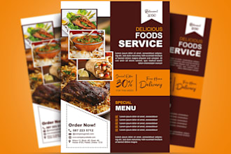 make an amazing wonderful food flyer design with free vector
