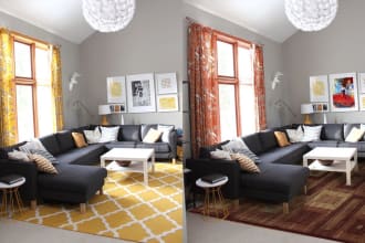 change rug, painting, splashback, tiles and wall color etc