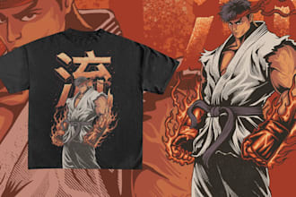 create streetwear anime tshirt design for you