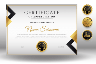 do any kind of certificate design template diploma etc