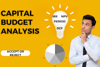 help you with capital budgeting, npv, irr, dcf, payback