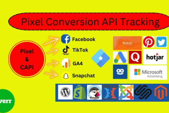 setup facebook conversion API, tiktok pixel, snapchat pixel and ga4