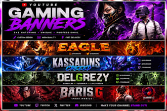 design an eye catching gaming youtube banner and gaming header