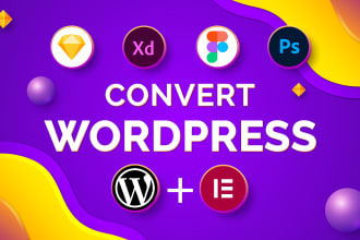 convert PSD, xd, figma to wordpress responsive website using elementor pro