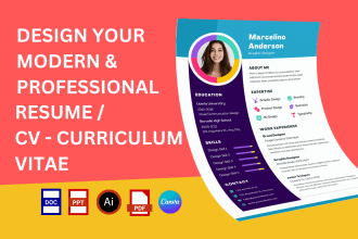 design modern, professional resume, CV, curriculum vitae