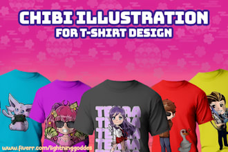 draw chibi illustration for tshirt design