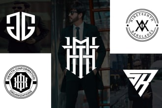 design minimalist gym, monogram initial letters clothing brand logo
