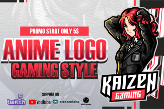 do anime logo cute mascot character for twitch, youtube