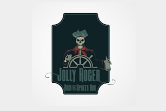 design unique beautiful nice jolly roger rum sports bar logo