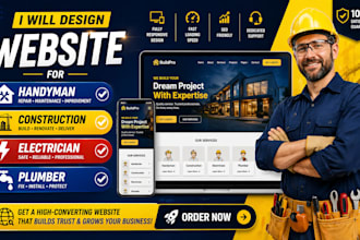 build handyman, construction, roofing, plumber, electrician, hvac website design