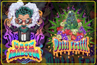 design logo weed cannabis psychedelic art illustrations