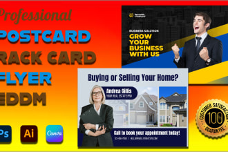 design eddm, postcard, rack card, leaflet, flyer, handouts design in canva