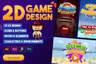 design stunning professional 2d game UI, assets, props, icons