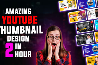 create amazing attractive youtube thumbnails design in 2 hour