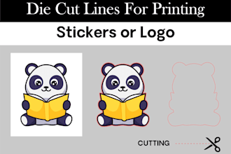 create diecut line for printing stickers or logo