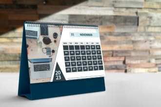 design professional desk, wall, business calendar, dairy
