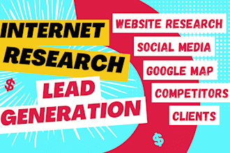 do internet research to find potential leads, lead generation and sales