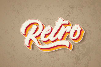 design 3d 80s vintage retro typography logo 12hrs