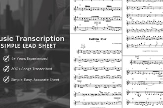 arrange a simple piano lead sheet from any song you want