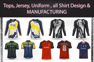 create beautiful tops, jersey, all shirt design and manufacturing