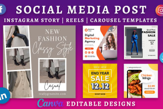 design social media posts, instagram story, reels, carousel templates in canva