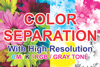 do professional cmyk color separation, 4 color separation