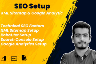 setup xml sitemap, search console, google analytics, robots txt