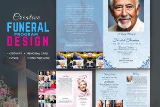 design a funeral program, obituary or memorial card