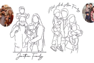 draw your family photos linearly for you