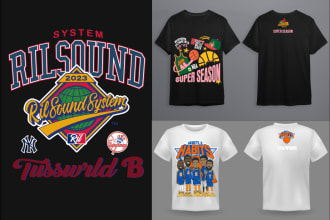 create unique  nba ,NFL, mlb, tshirt streetwear design