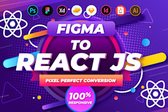 convert PSD to react xd to react figma to react js or next js responsive