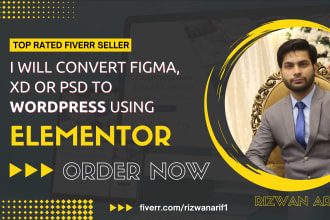 convert figma xd or PSD to wordpress using elementor pro