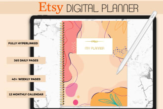 design custom digital planner, journal, calendar for etsy or commercial use